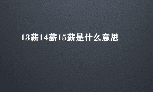13薪14薪15薪是什么意思