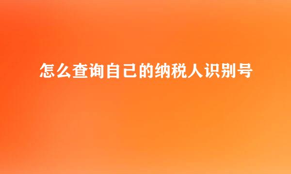 怎么查询自己的纳税人识别号