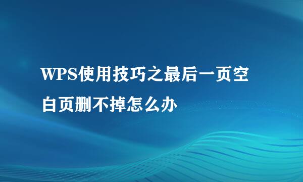 WPS使用技巧之最后一页空白页删不掉怎么办