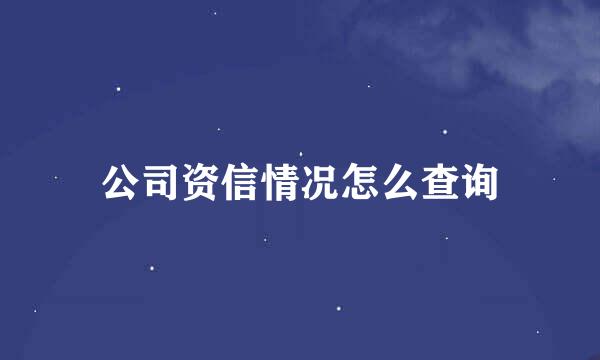 公司资信情况怎么查询
