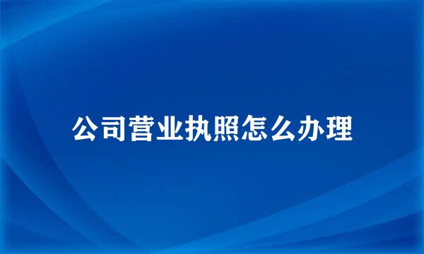 公司营业执照怎么办理