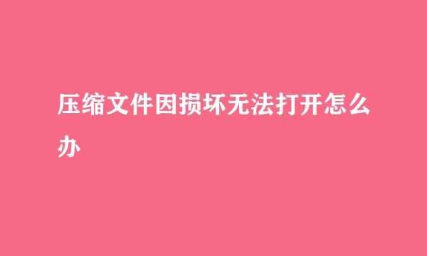 压缩文件因损坏无法打开怎么办