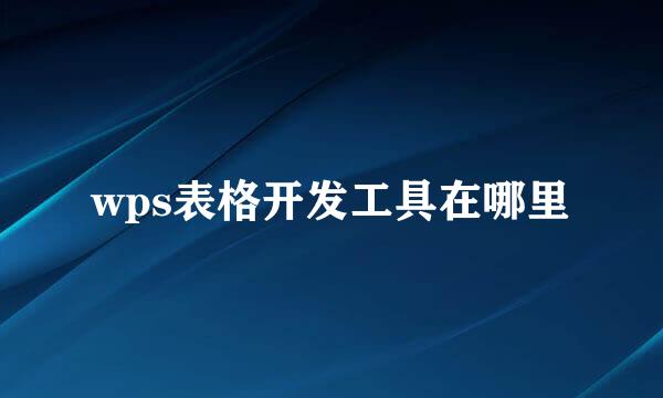 wps表格开发工具在哪里