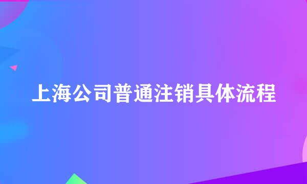 上海公司普通注销具体流程