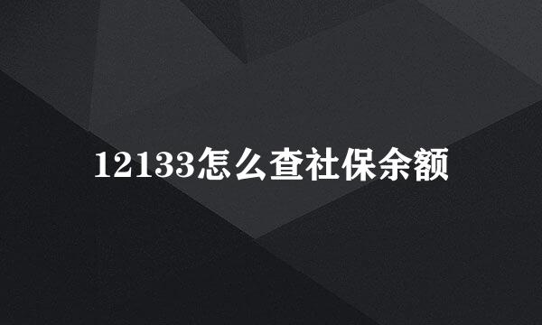 12133怎么查社保余额