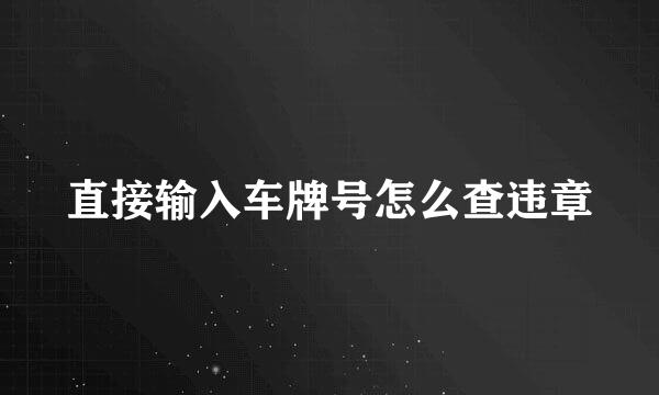 直接输入车牌号怎么查违章