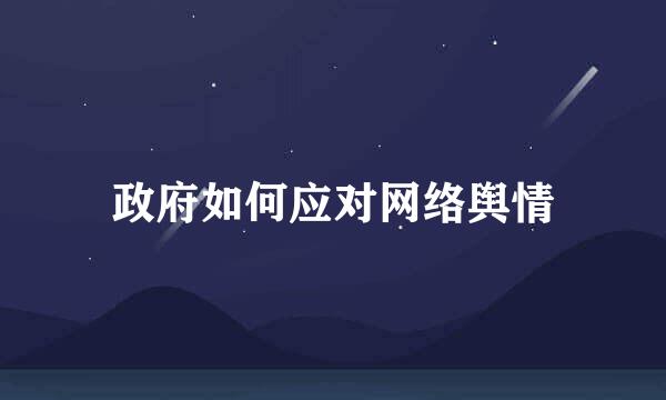 政府如何应对网络舆情