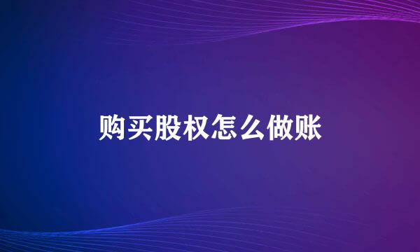 购买股权怎么做账