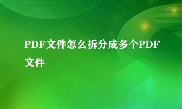 PDF文件怎么拆分成多个PDF文件