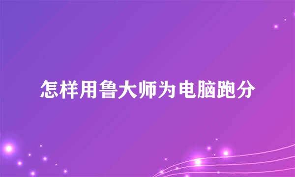 怎样用鲁大师为电脑跑分