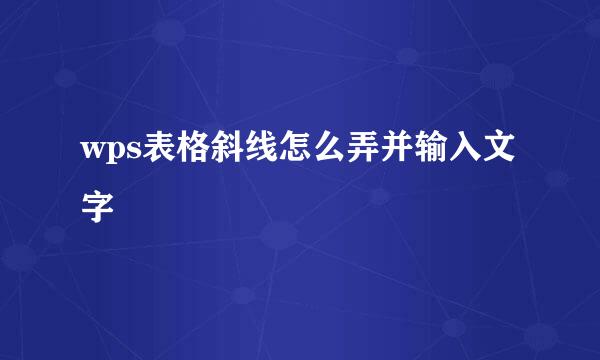 wps表格斜线怎么弄并输入文字