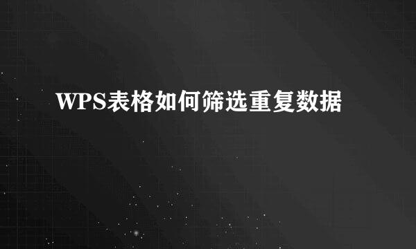 WPS表格如何筛选重复数据
