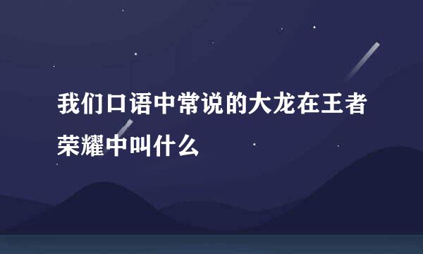 我们口语中常说的大龙在王者荣耀中叫什么