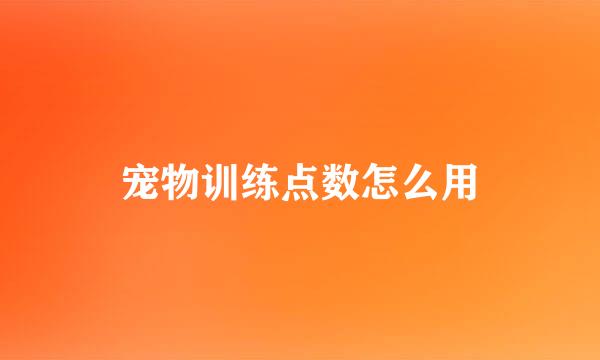 宠物训练点数怎么用