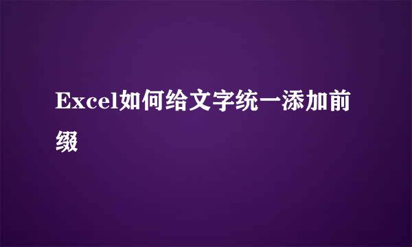 Excel如何给文字统一添加前缀
