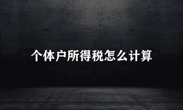 个体户所得税怎么计算