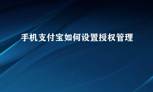 手机支付宝如何设置授权管理