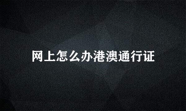 网上怎么办港澳通行证