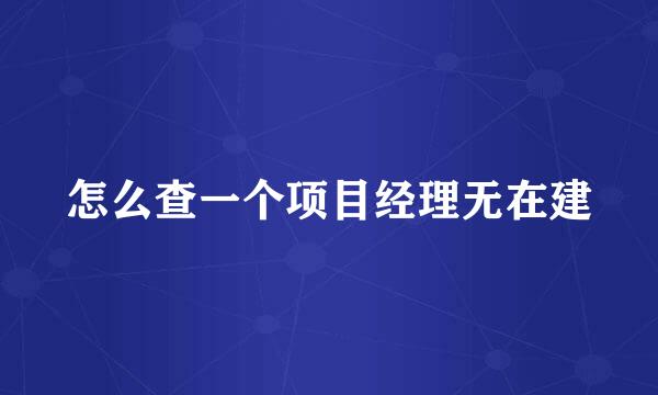 怎么查一个项目经理无在建