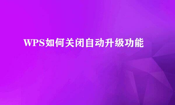 WPS如何关闭自动升级功能