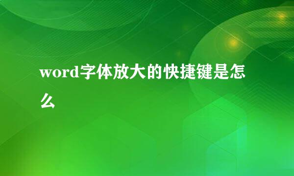 word字体放大的快捷键是怎么