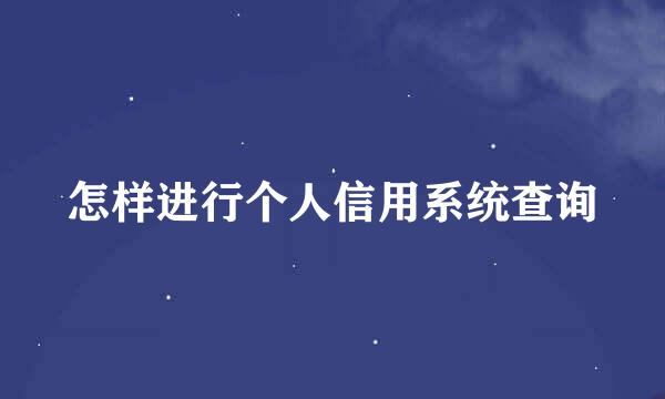怎样进行个人信用系统查询