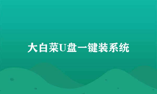 大白菜U盘一键装系统