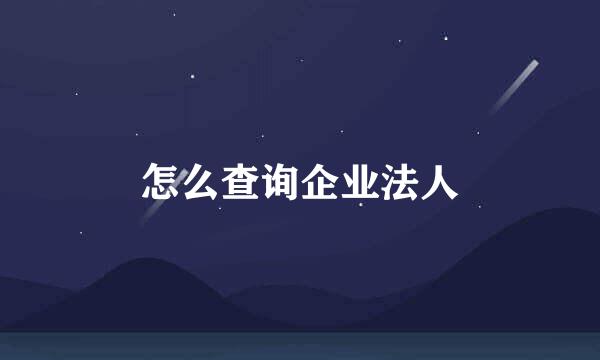 怎么查询企业法人