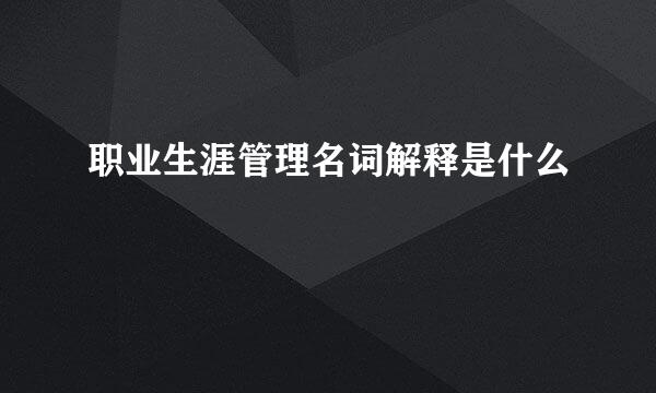 职业生涯管理名词解释是什么