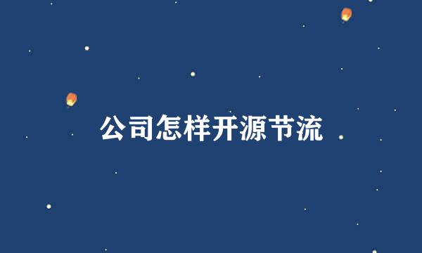 公司怎样开源节流