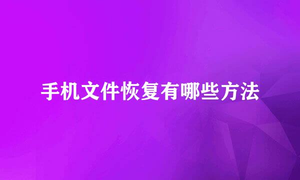 手机文件恢复有哪些方法