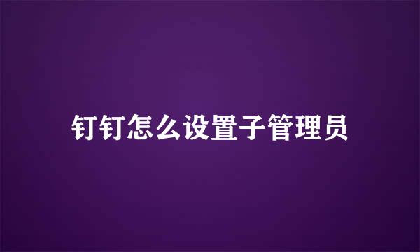钉钉怎么设置子管理员