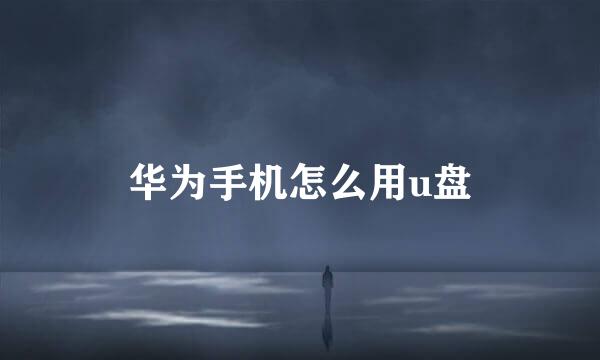 华为手机怎么用u盘