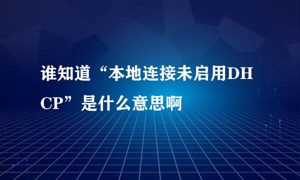 谁知道“本地连接未启用DHCP”是什么意思啊