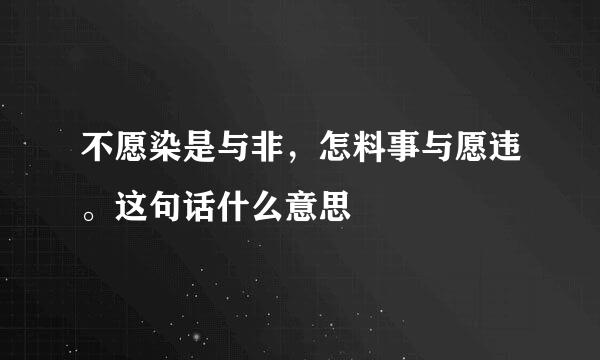 不愿染是与非，怎料事与愿违。这句话什么意思