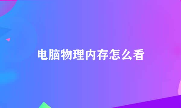 电脑物理内存怎么看