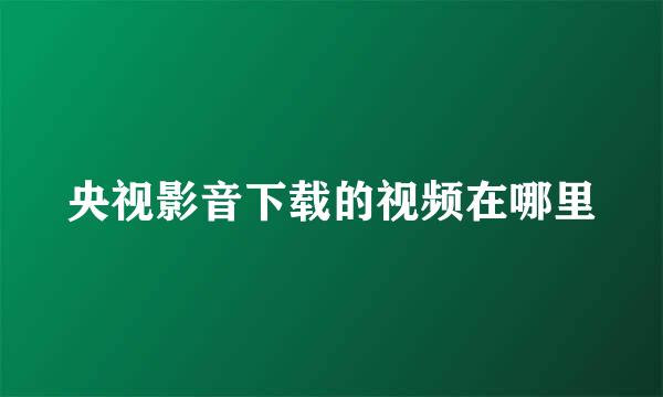 央视影音下载的视频在哪里