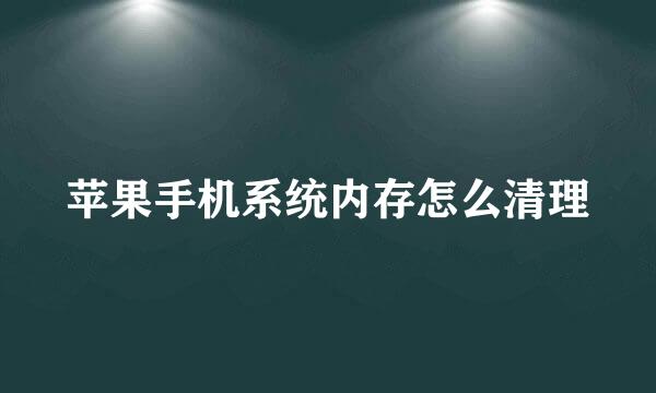 苹果手机系统内存怎么清理