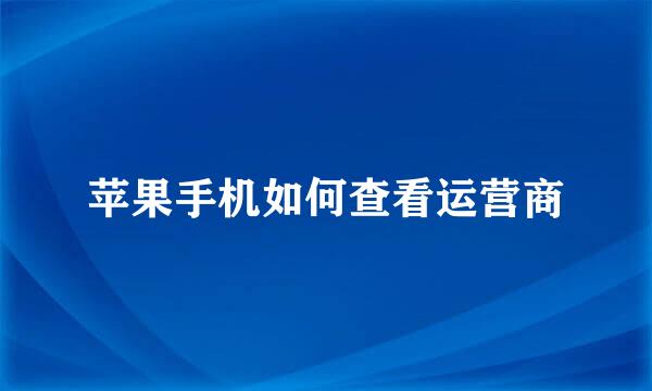 苹果手机如何查看运营商