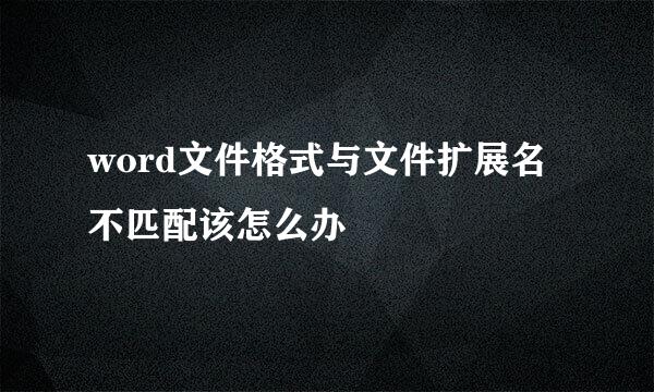 word文件格式与文件扩展名不匹配该怎么办