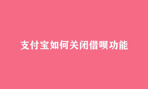 支付宝如何关闭借呗功能