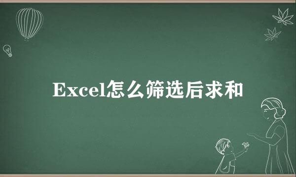 Excel怎么筛选后求和