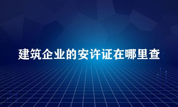 建筑企业的安许证在哪里查
