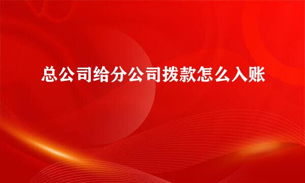 总公司给分公司拨款怎么入账