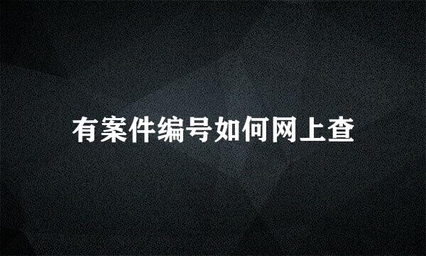 有案件编号如何网上查