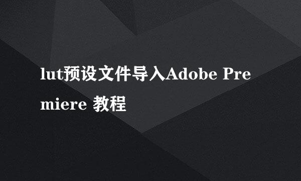 lut预设文件导入Adobe Premiere 教程