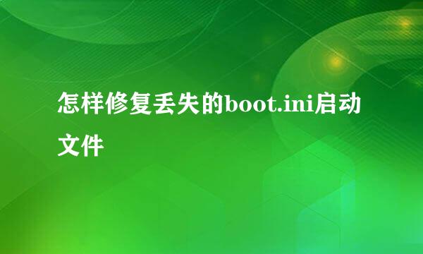 怎样修复丢失的boot.ini启动文件