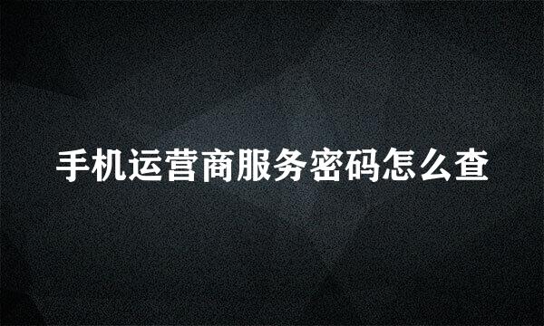手机运营商服务密码怎么查