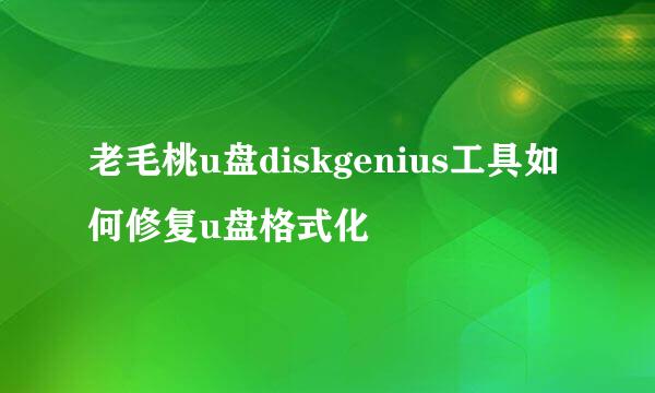 老毛桃u盘diskgenius工具如何修复u盘格式化