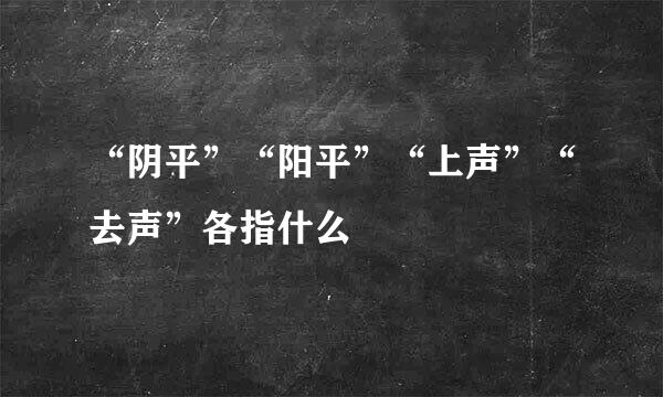 “阴平”“阳平”“上声”“去声”各指什么